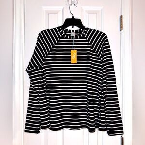 NEW Women’s Kona Sol Black/White/ Stripe Swim/Rash Guard Top Size Large (12-14)